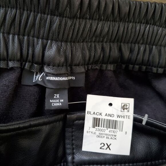 INC International Faux-Leather Belted Pants sz  2X - Picture 10 of 12